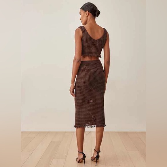 NWT Reformation Lieta cotton open knit set in chestnut - size s - Picture 2 of 9